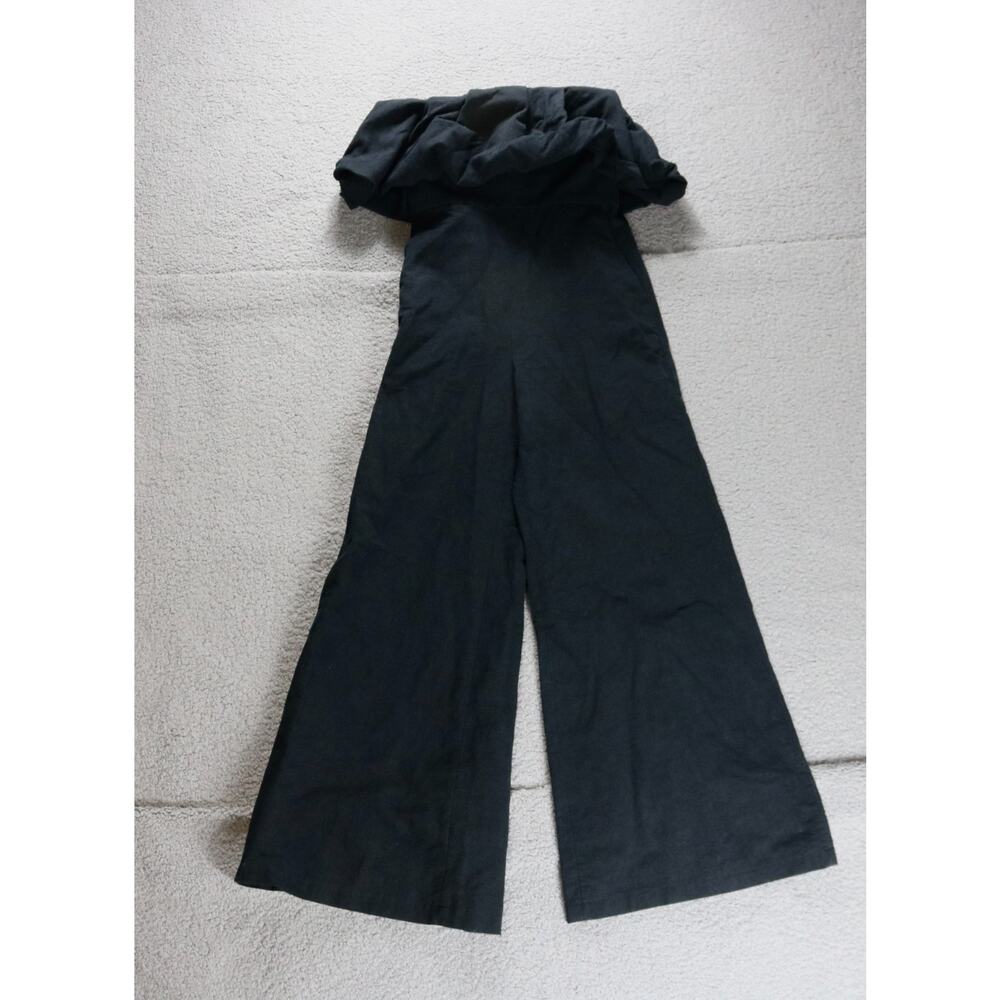 Jonathan Simkhai Jumpsuit Black 4 Puff Sleeveless Off The Shoulder Cotton Linen